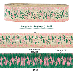 10 Yards Flat Ethnic Style Polyester Embroidery Flower Ribbon&nbsp;OCOR-WH0078-124