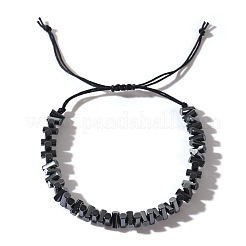 Synthetic Non-magnetic Hematite Beads Braided Bead Bracelets for Men&nbsp;YR7189
