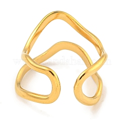 Ion Plating(IP) 304 Stainless Steel Irregular Open Cuff Ring for Women&nbsp;X-RJEW-A043-26G