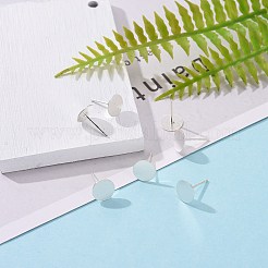 925 Sterling Silver Flat Pad  Stud Earring Findings&nbsp;STER-K167-045G-S