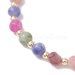 Natural Colorful Tourmaline Dice Beaded Lariat Necklaces&nbsp;NJEW-JN05912