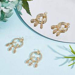Rack Plating Brass Micro Pave Clear Cubic Zirconia Pendants&nbsp;ZIRC-BBC0001-23