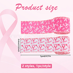 2Rolls 2 Colors Awareness Ribbon Pattern Polyester Ribbon&nbsp;OCOR-DC0001-31