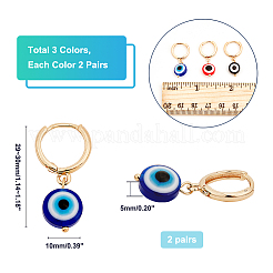 6 Pairs 3 Style Resin Evil Eye Dangle Hoop Earring&nbsp;EJEW-AR0001-05