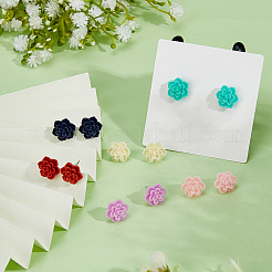 6 Pairs 6 Colors 3D Flower Polymer Clay Stud Earrings with 304 Stainless Steel Pins&nbsp;EJEW-FI0003-13