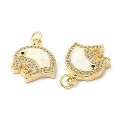 Rack Plating Brass Micro Pave Clear Cubic Zirconia Pendants&nbsp;KK-C025-07G