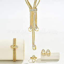 Oval Alloy Crystal Rhinestone Necklaces & Stud Earrings & Rings & Bracelets Sets for Women&nbsp;FS-WGAF910-01