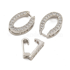 Rack Plating Oval Brass Micro Pave Clear Cubic Zirconia Fold Over Clasps&nbsp;KK-F876-04P