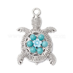 Synthetic Turquoise & Acrylic Beaded Flower Sea Animal Pendants&nbsp;PALLOY-JF03830