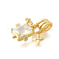 Brass Micro Pave Cubic Zirconia Pendants&nbsp;KK-V008-28G