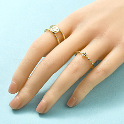2Pcs 2 Styles Brass Micro Pave Cubic Zirconia Cuff Rings for Women&nbsp;RJEW-S399-03G