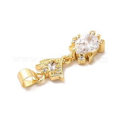 Rack Plating Brass Micro Pave Cubic Zirconia Pendants&nbsp;KK-B068-21G-03