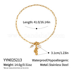 Ocean Vacation Style 304 Stainless Steel & Imitation Pearl Pendant Necklaces for Women&nbsp;MO6762-1