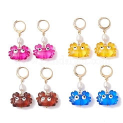 4 Pairs Crab Handmade Lampwork Enamel Leverback Earrings&nbsp;EJEW-TA00765
