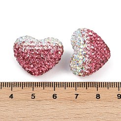 Gradient Color Heart Shaped Polymer Clay Rhinestone Beads&nbsp;CLAY-NH0002-03A