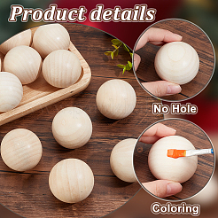 20Pcs Natural Wooden Round Ball&nbsp;WOOD-PH0002-93