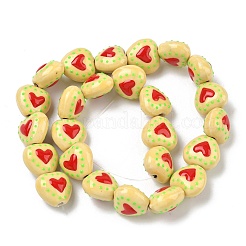 Heart Pattern Handmade Porcelain Enamel Beads&nbsp;PORC-G016-03I