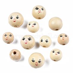 Printed Natural Wood Beads&nbsp;WOOD-S055-39A-01