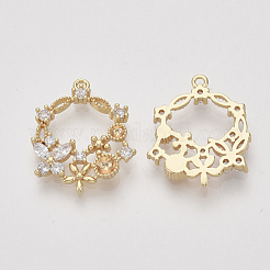 Brass Micro Pave Cubic Zirconia Pendants Rhinestone Settings&nbsp;X-ZIRC-S064-025