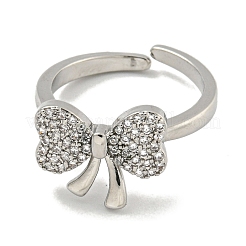 Brass Micro Pave Cubic Zirconia Cuff Ring&nbsp;RJEW-E296-06P