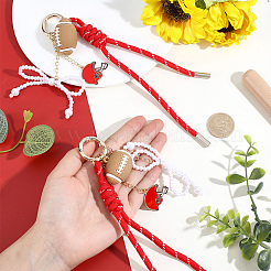 2Pcs Alloy Enamel & ABS Plastic Imitation Pearl Pendant Decorations&nbsp;HJEW-ME00148