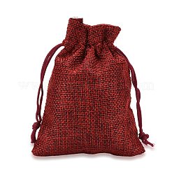 Polyester Imitation Burlap Packing Pouches Drawstring Bags&nbsp;ABAG-R005-17x23-M