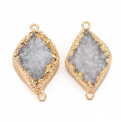 Natural Druzy Agate Connector Charms&nbsp;G-N326-117
