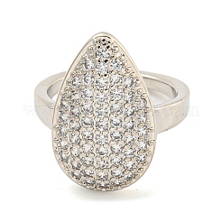 Real Platinum Plated Brass Micro Pave Clear Cubic Zirconia Cuff Rings&nbsp;RJEW-L113-018P-03