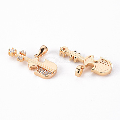 Brass Micro Pave Clear Cubic Zirconia Pendants&nbsp;KK-T062-88G-NF
