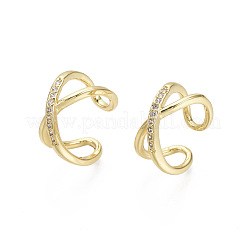 Brass Micro Pave Clear Cubic Zirconia Cuff Earrings&nbsp;EJEW-R114-014-NF