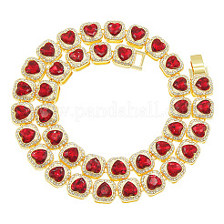 Alloy Crystal Rhinestone & Heart Glass Square Link Chain Tennis Necklaces&nbsp;FS-WG8A429-07