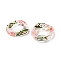 Inner Dried Flower Transparent Resin Ring Pendants&nbsp;RESI-A043-07C
