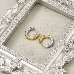 201 Stainless Steel Two Tone Hoop Earrings&nbsp;EJEW-Q002-01G-01