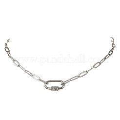 304 Stainless Steel Paperclip Chain Necklaces with Screw Carabiner Lock Charms&nbsp;NJEW-JN06389