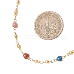 304 Stainless Steel Enamel Colorful Heart Link Chain Necklaces for Women&nbsp;NJEW-JN05899