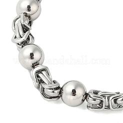 Non-Tarnish Round 304 Stainless Steel Byzantine Chain Bracelets Hand Polished for Men&nbsp;BJEW-B093-06P