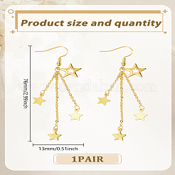 1 Pair Brass Star Tassel Dangle Earrings&nbsp;EJEW-LP0007-113G