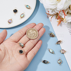 12Pcs 2 Styles Natural Abalone Shell/Paua Shell Copper Wire Wrapped Connector Charms&nbsp;PALLOY-AB00261