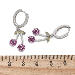 Brass Cubic Zirconia Hoop Earrings&nbsp;EJEW-R016-16P