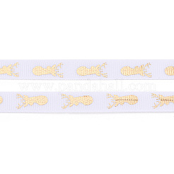 100 Yards Christmas Theme Golde Stamping Deer Polyester Printed Grosgrain Ribbons&nbsp;ORIB-TAC0006-01A