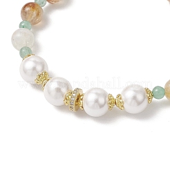 3Pcs Natural Green Aventurine & Citrine & Amethyst & White Jade Imitation Morganite Beaded Stretch Bracelets for Women&nbsp;BJEW-JB11932
