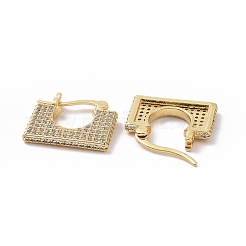Cubic Zirconia Rectangle Hoop Earrings&nbsp;EJEW-C008-12G-01