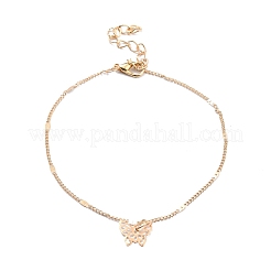 4Pcs 4 Style Alloy Chain Anklets Set with Heart Flat Round and Resin Pearl Charm&nbsp;SJEW-D009-04KCG