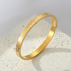 304 Stainless Steel Swirl Pattern Hinged Bangles for Women&nbsp;WG1BED9-01