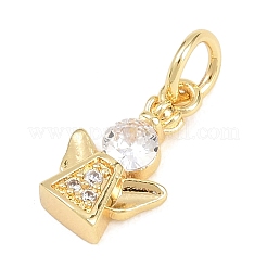 Brass Micro Pave Clear Cubic Zirconia Pendants&nbsp;KK-H273-09G