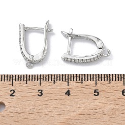 Brass Micro Pave Clear Cubic Zirconia Hoop Earring Findings&nbsp;KK-Z143-06P