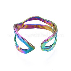 304 Stainless Steel Criss Cross Cuff Ring&nbsp;RJEW-N038-098