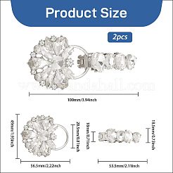 2Pcs Flower Alloy Rhinestone Snap Lock Clasps&nbsp;FIND-FH0018-22A
