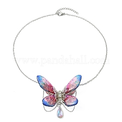 3Pcs 3 Colors Epoxy Resin & 304 Stainless Steel 3D Butterfly Pendant Necklaces for Women&nbsp;NJEW-TA00237