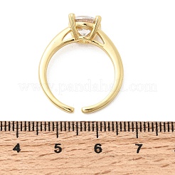 Brass Micro Pave Cubic Zirconia Cuff Open Rings for Women&nbsp;RJEW-B160-04G